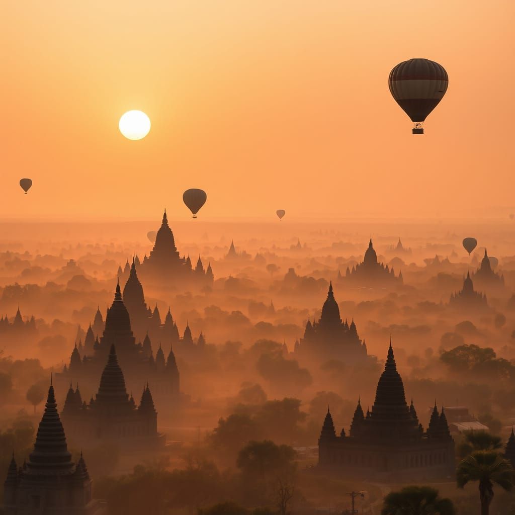 Ancient Temples Bask in Golden Dawn Light of Bagan