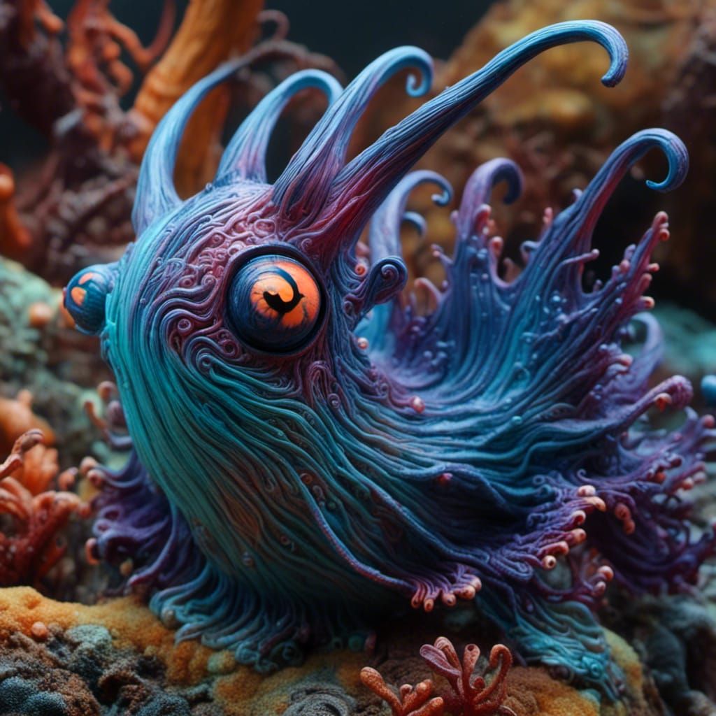 Sea Slug Close-up in Halloween Colors