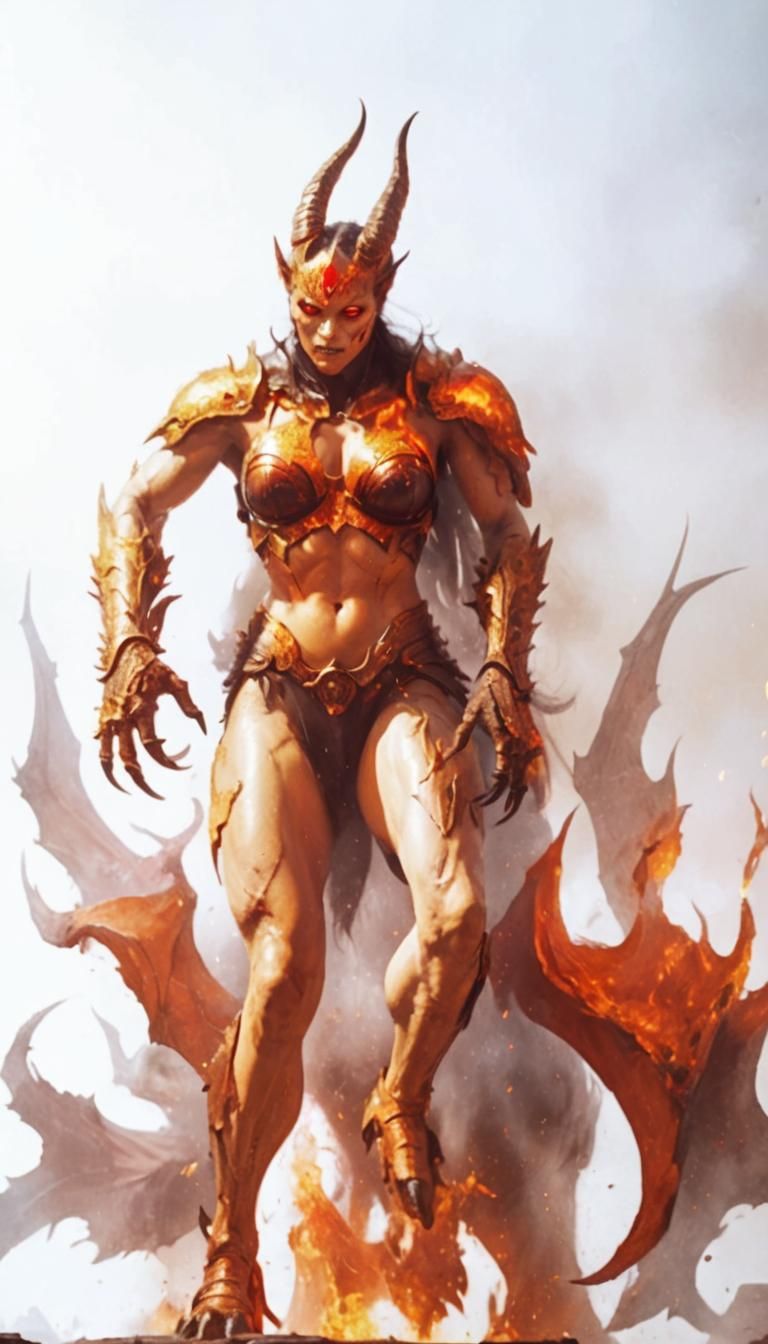 Winged Demon in Apocalyptic Landscape: Dark Fantasy Art