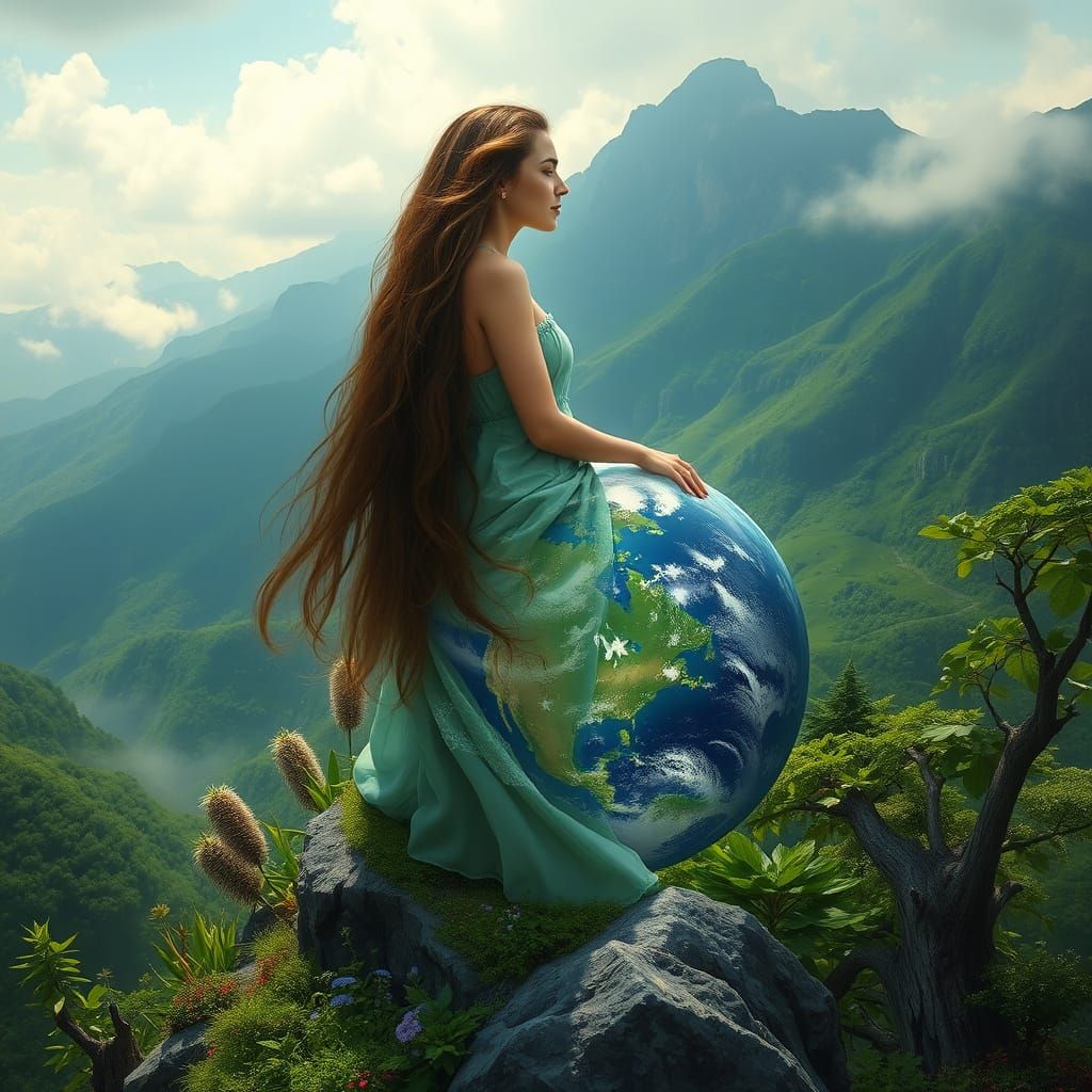 Woman in Harmony with Nature: Surrealist Painting