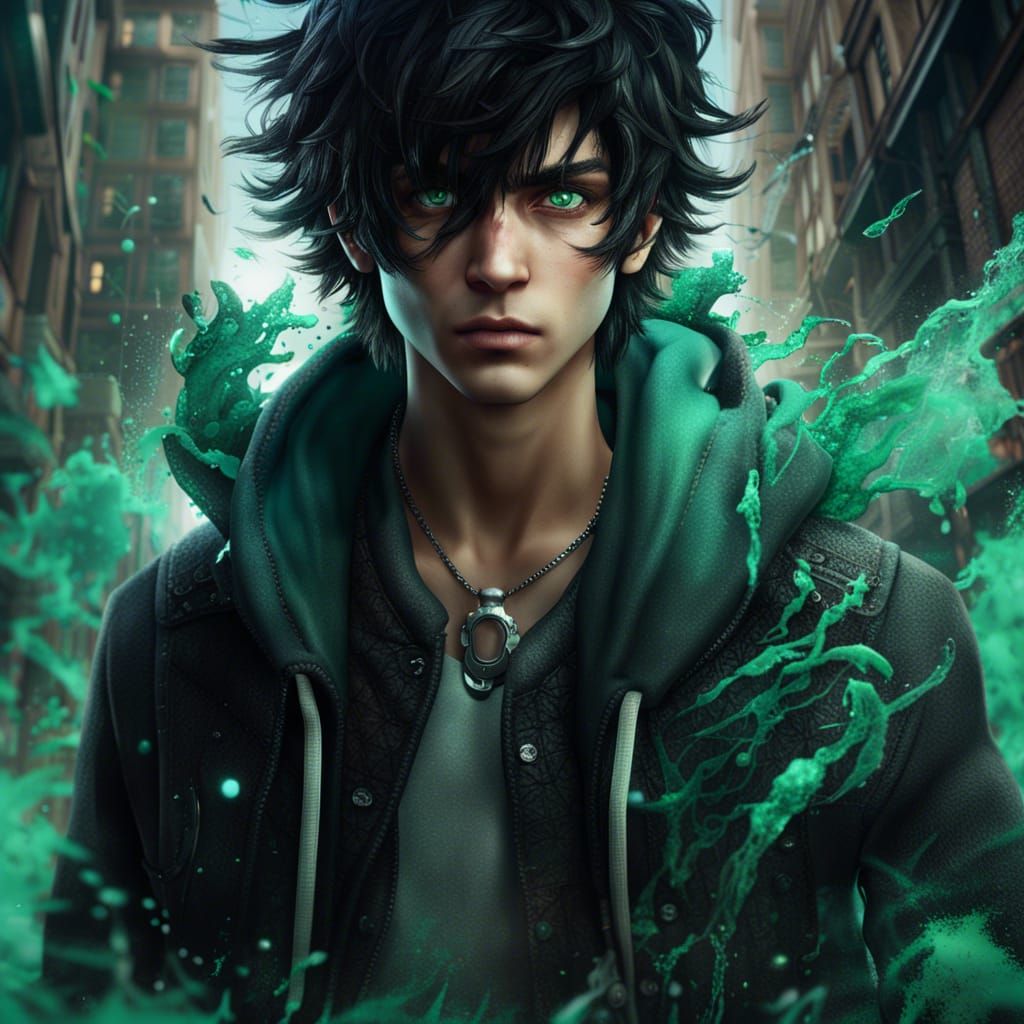 Intimidating Teenager with Sea Green Eyes