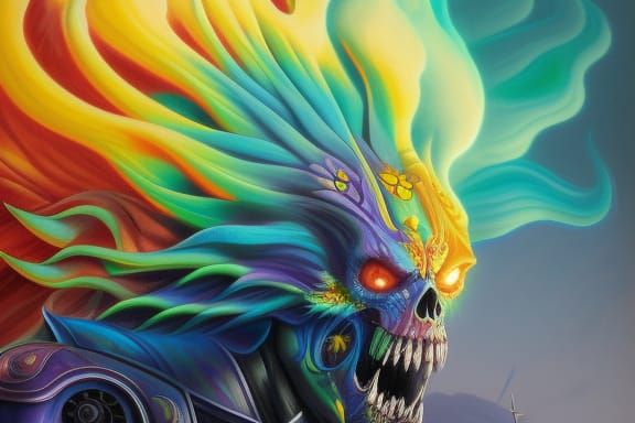 Colorful Undead Ruler Portrait in Digital Art Style