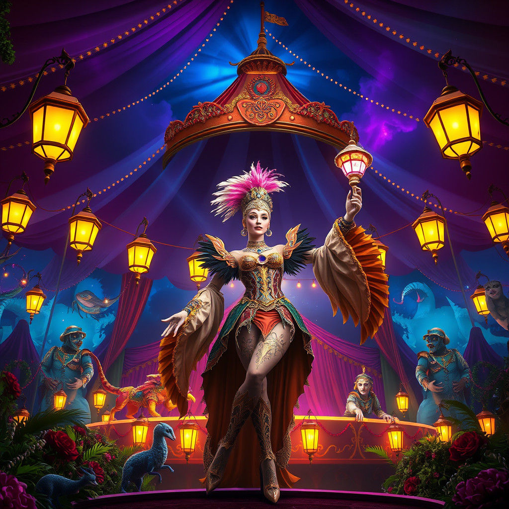 Mystical Circus Ringmaster in Baroque Style