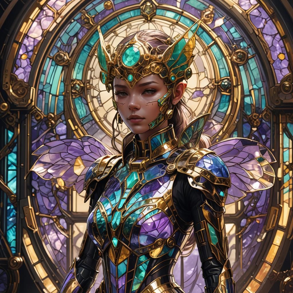 Fairy in Stained Glass Dress Sci-Fi Concept Art