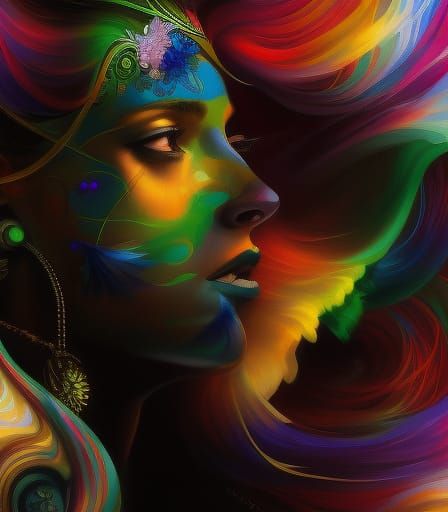 Mystical Woman Portrait with Swirling Smoke