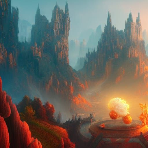 Fantastical Spheres: Detailed Matte Painting in Deep Color