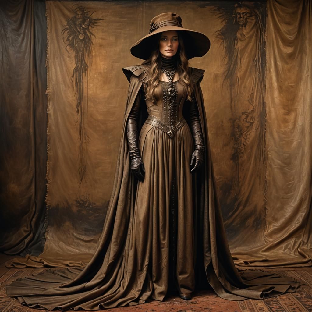 Earth Tone Medieval Portrait of a Woman