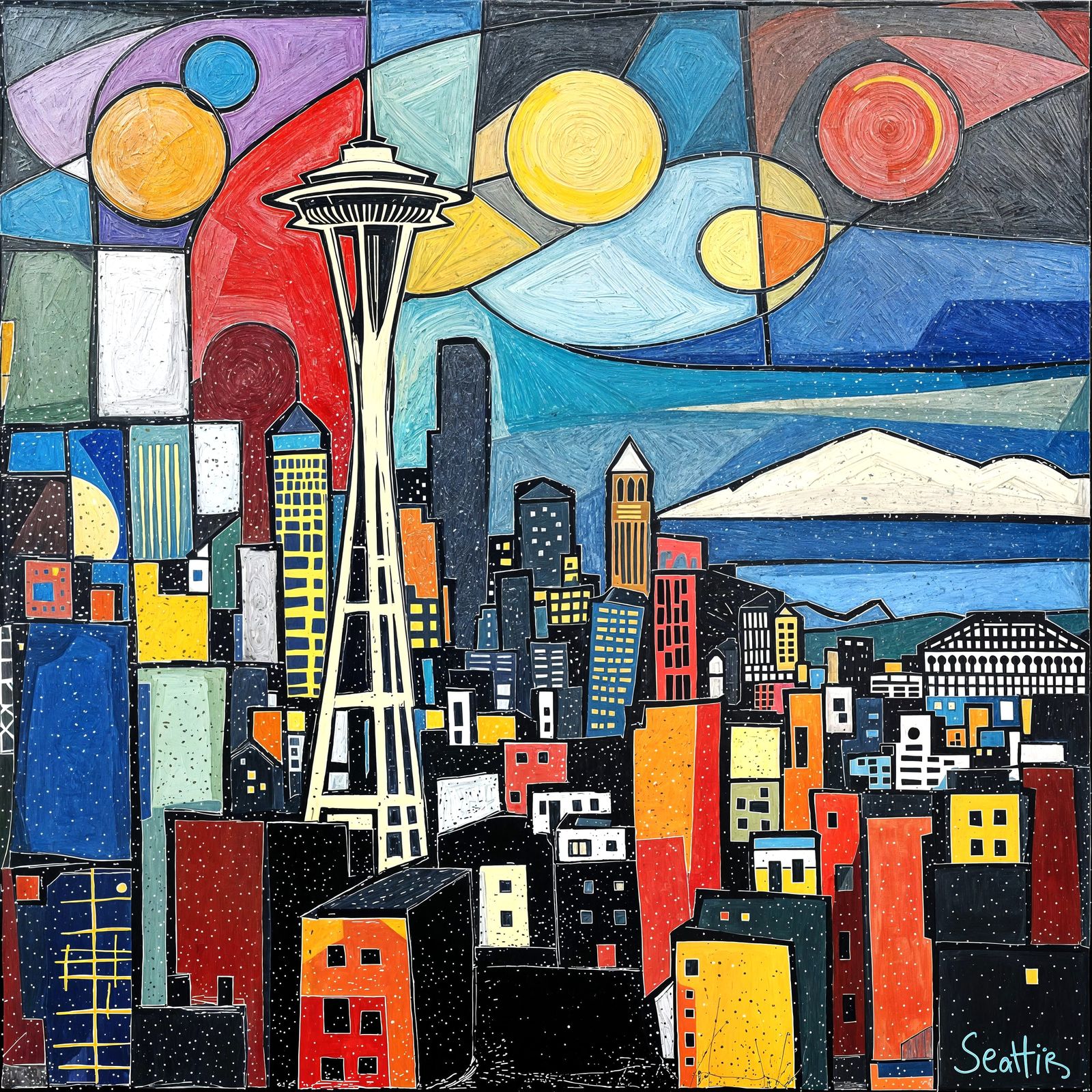 Pablo-Inspired Cityscape of Seattle