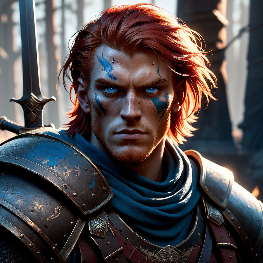 Brutal Hero in Fiery Armor