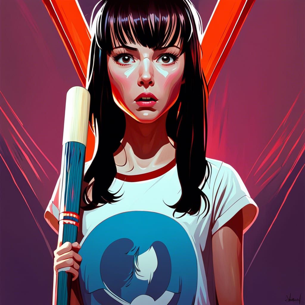 Horror Portrait of Wendy Torrance with Baseball Bat