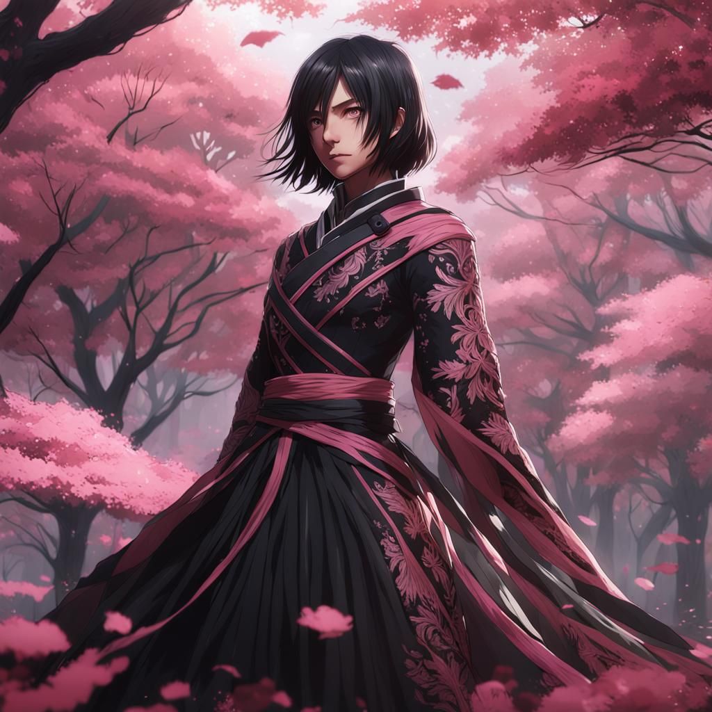 Mikasa Ackerman in Pink Dress, Anime Art