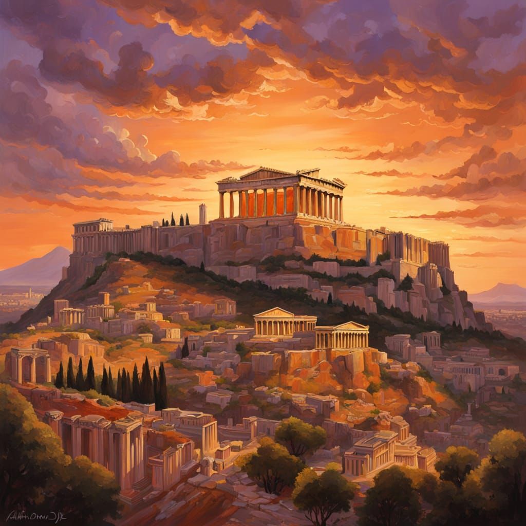 Acropolis of Athens at sunset