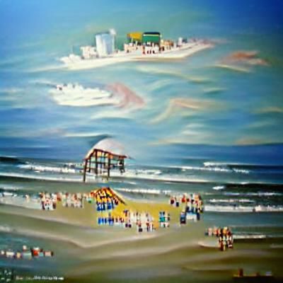 1990s Myrtle Beach Oil Painting on Canvas
