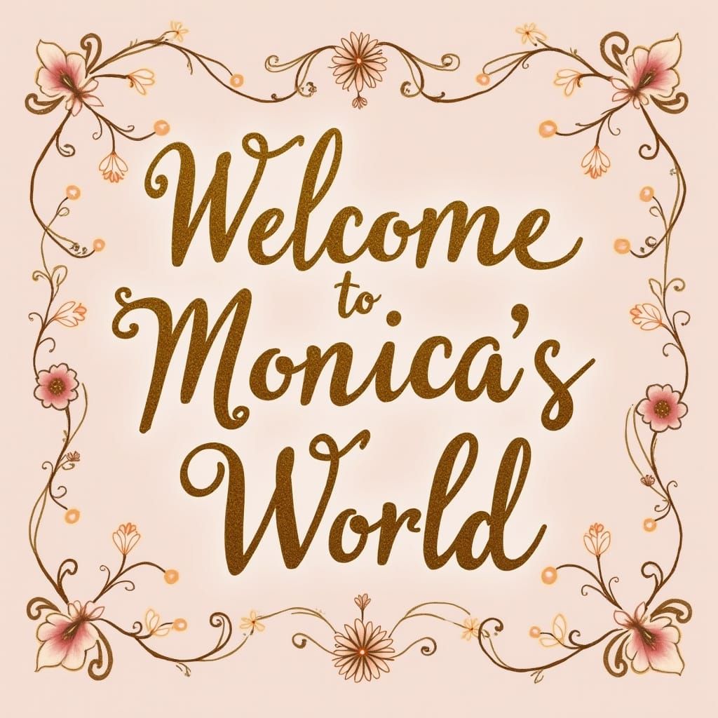 Welcome to Monica's Whimsical World in Elegant Cursive Scrip...