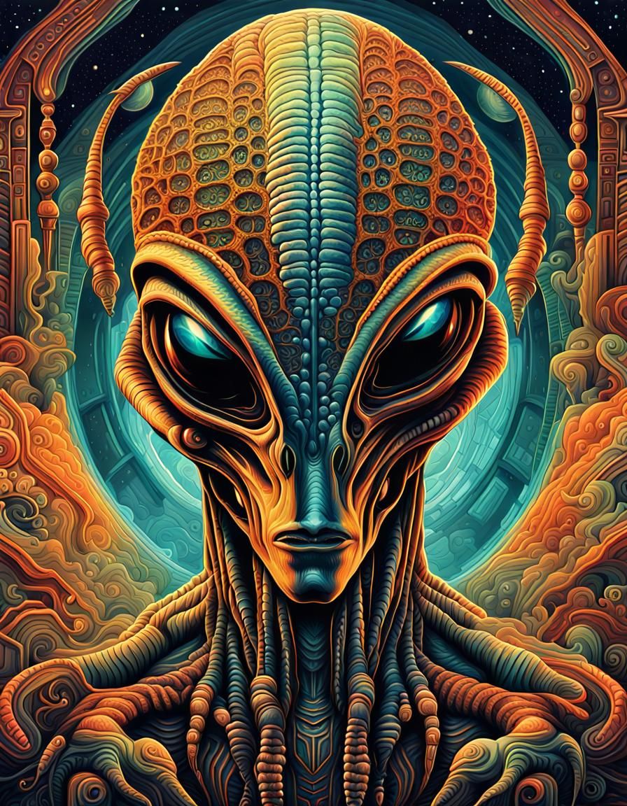Surreal Alien Portrait with Intricate Details