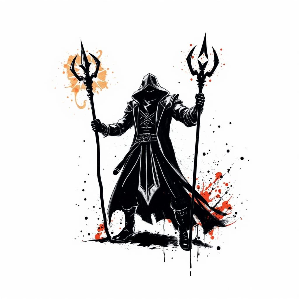 Mage Silhouette Logo in Impasto Style