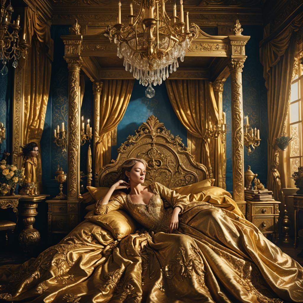 Woman in Golden Room: Fantasy Concept Art