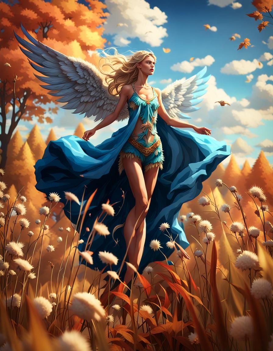 Angel with Autumn Wings in Unreal Engine