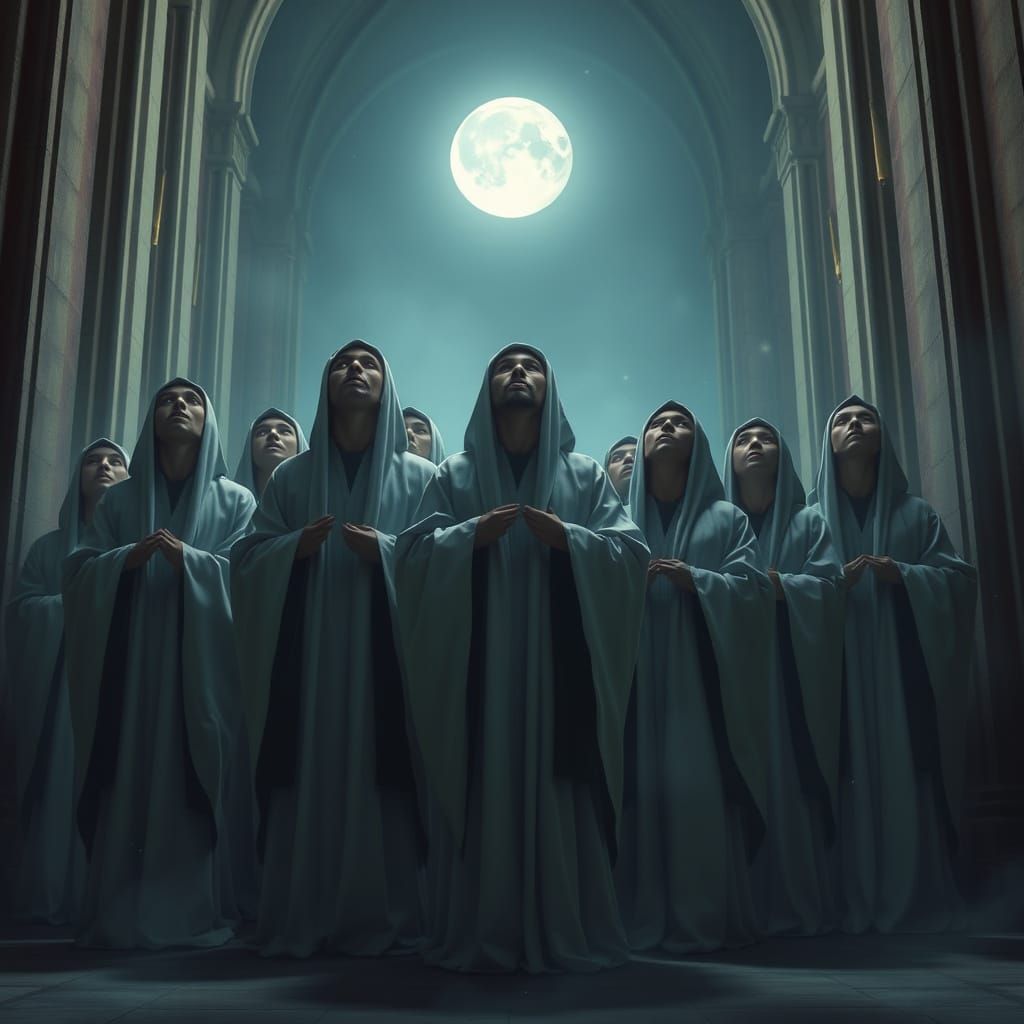 Culvon Choir in Serene, Moonlit Cathedral