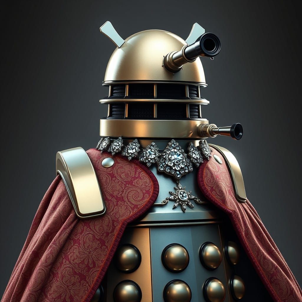Hyperrealistic Portrait of a Majestic Dalek in Futuristic At...