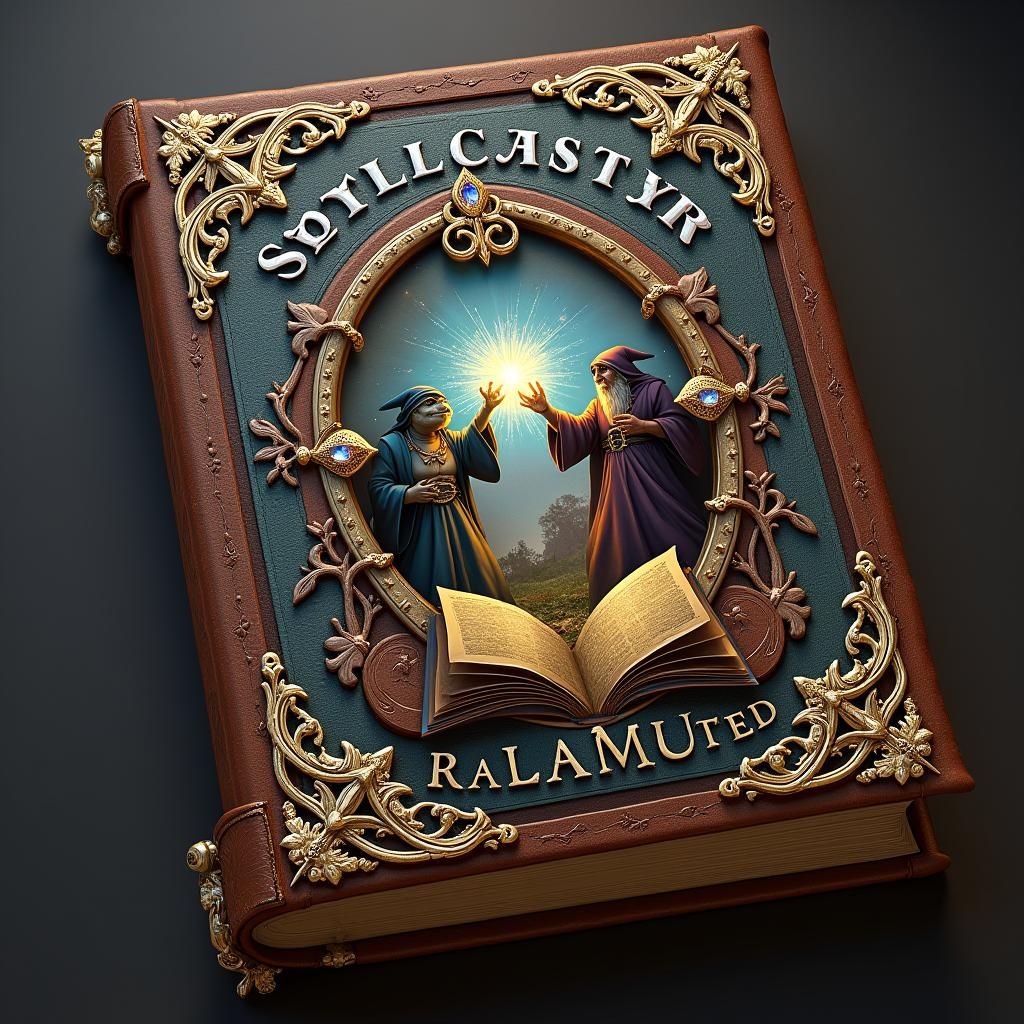 Mystical Rulebook Cover with Wizards and Magic