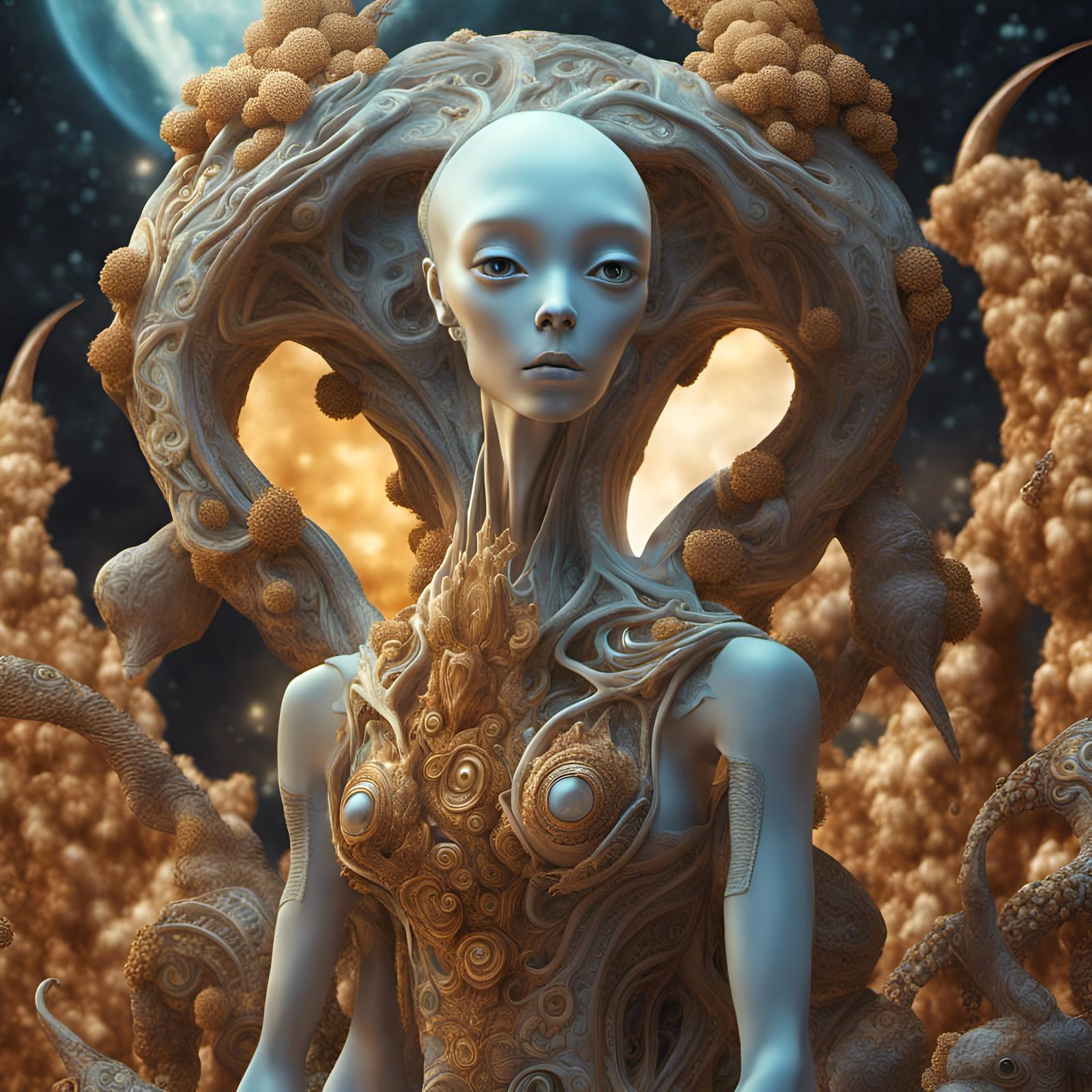 Detailed Alien People and Pets in Magical Realism