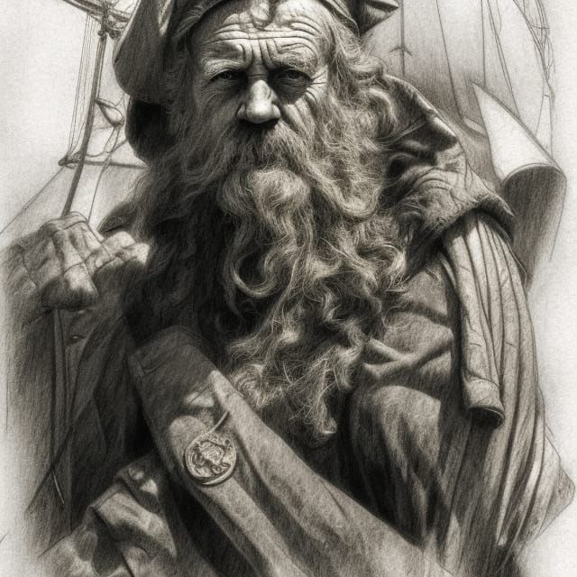 Old Mariner Pencil Sketch Portrait