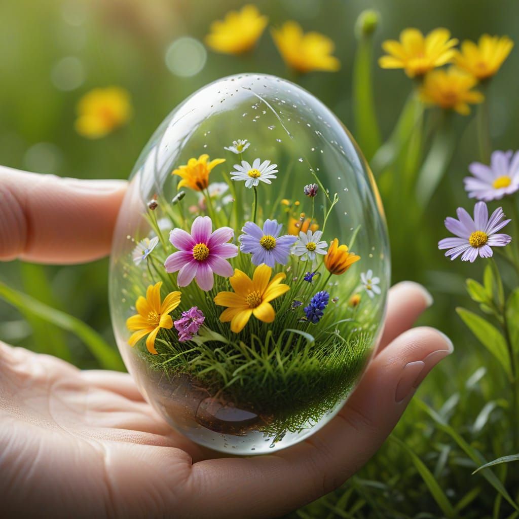 Vibrant Easter Egg Blooms in Gentle Hand