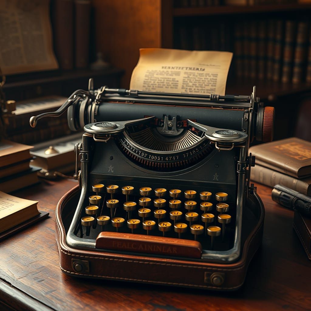 Vintage Typewriter in Industrial Futurist Style