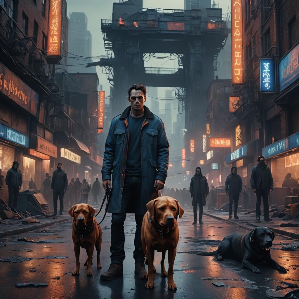 Disfigured Albator Figure Stands Alone in Dystopian City