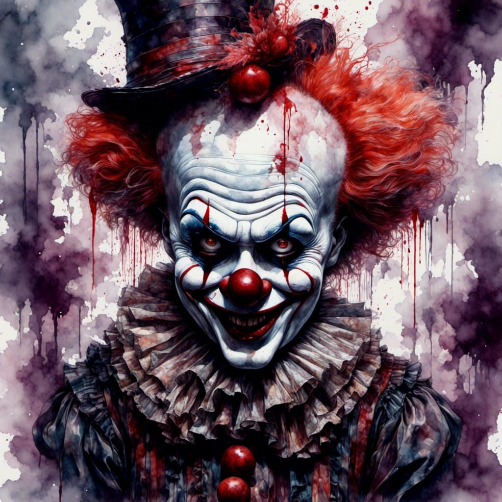 Creepy Clown Double Exposure Portrait in Digital Art