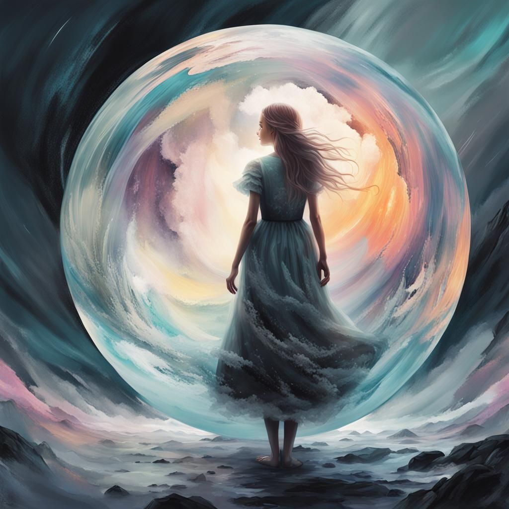 Mystical Orb: Fantasy Illustration of a Girl in Contrasting ...