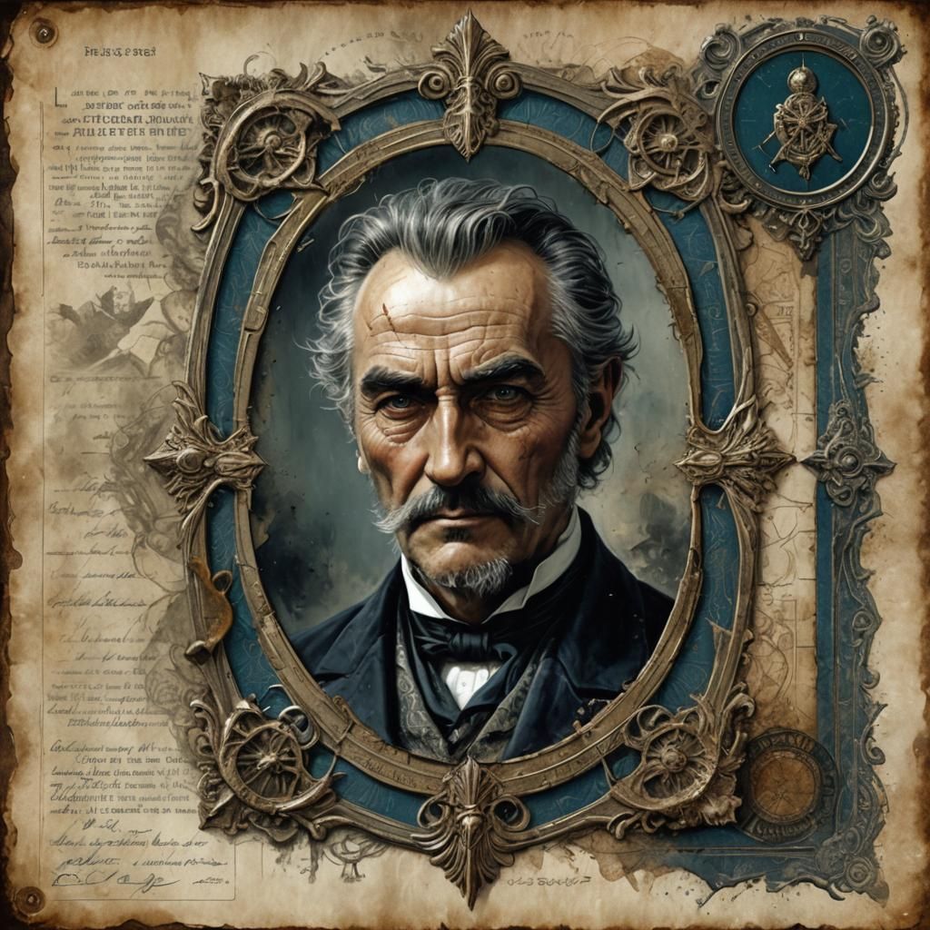 Fantasy Portrait of a Man in Vintage Mixed Media