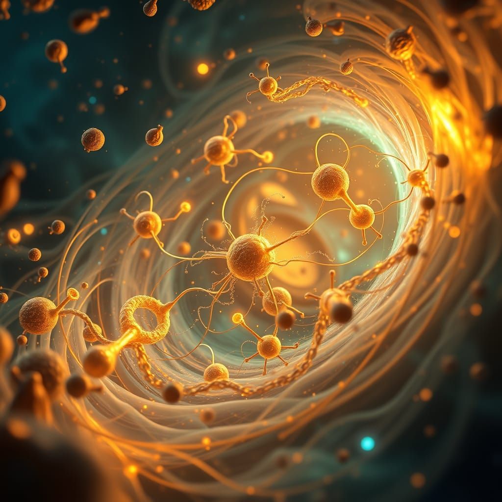 Surreal Cellular Respiration in Vibrant, Ethereal Hues