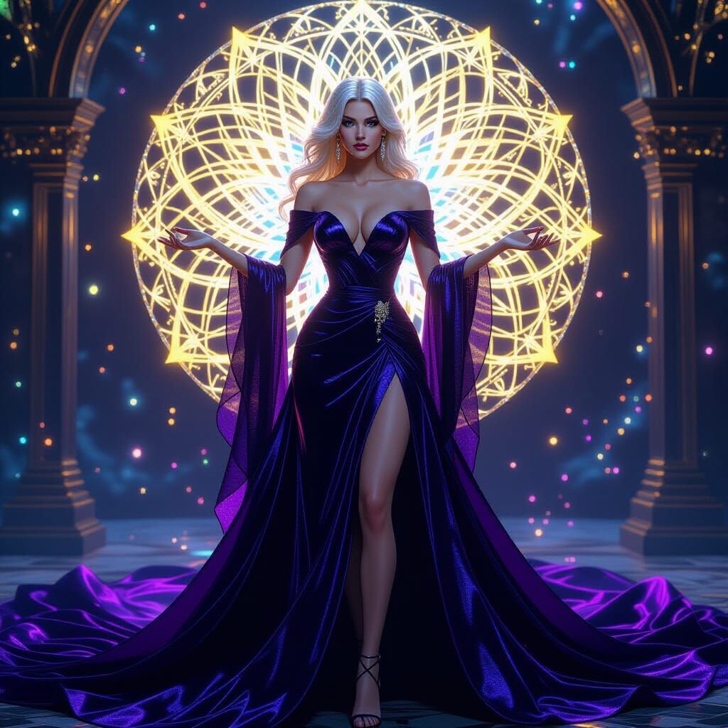 Emma Frost in Holographic Dark Fantasy Style
