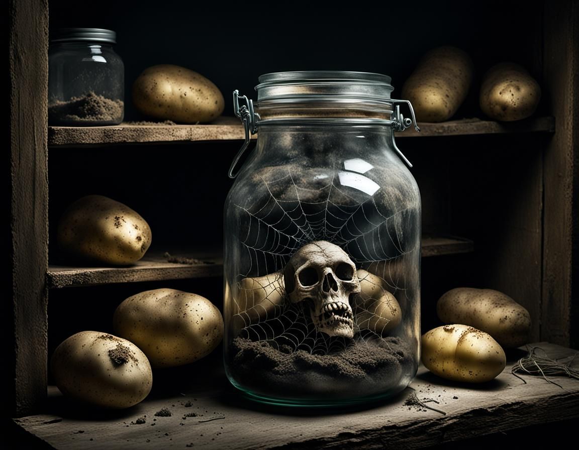 Sinister Hand in Jar: Dark Cellar Still Life