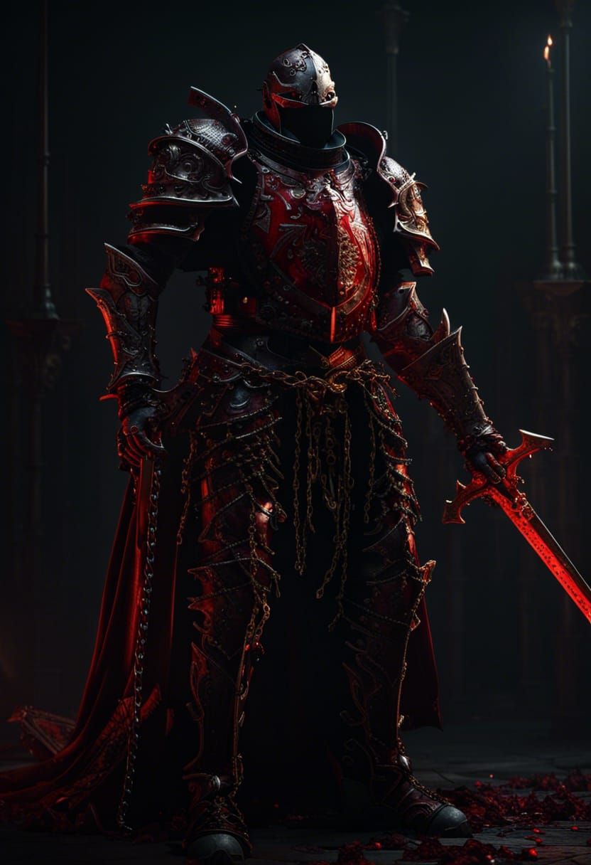 Gothic Knight in Blood: Dark Fantasy Concept Art