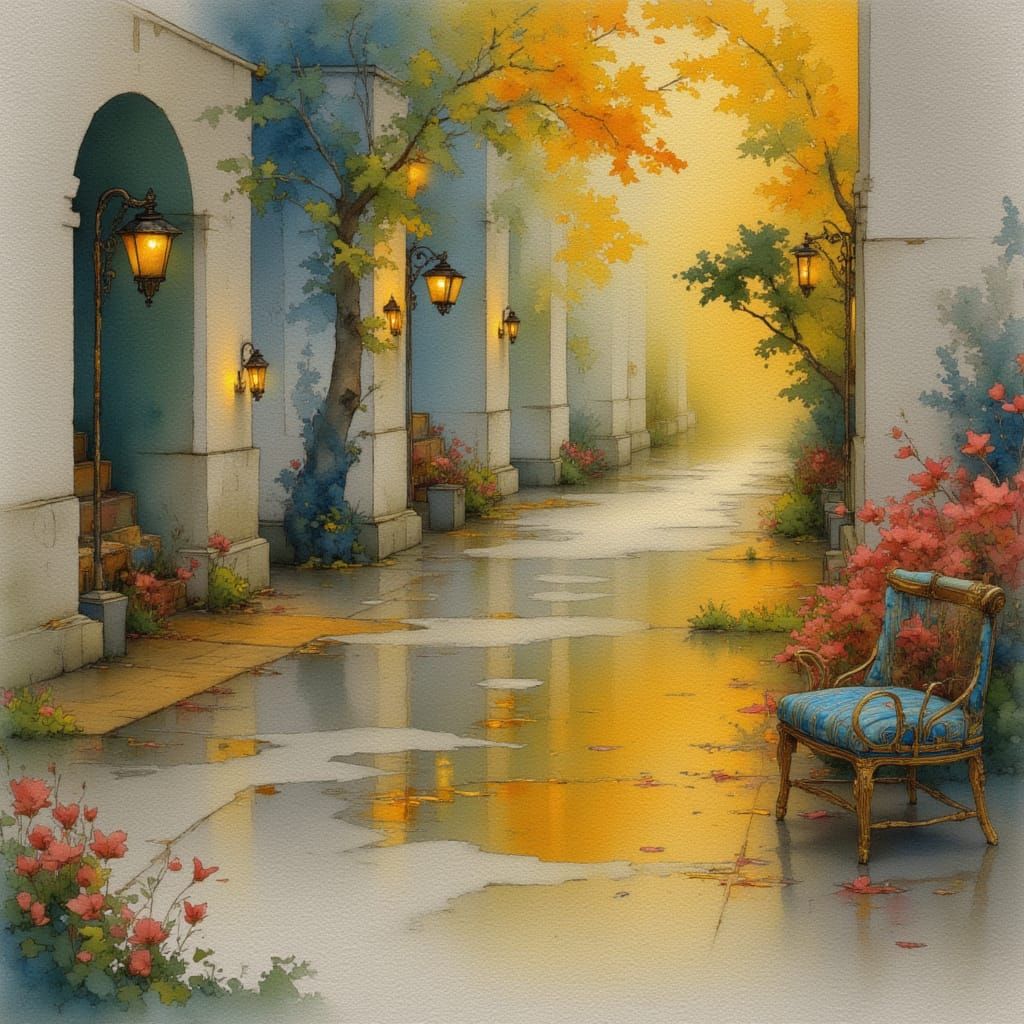 Klimt Inspired Lady Windermere in Golden Forest Salon