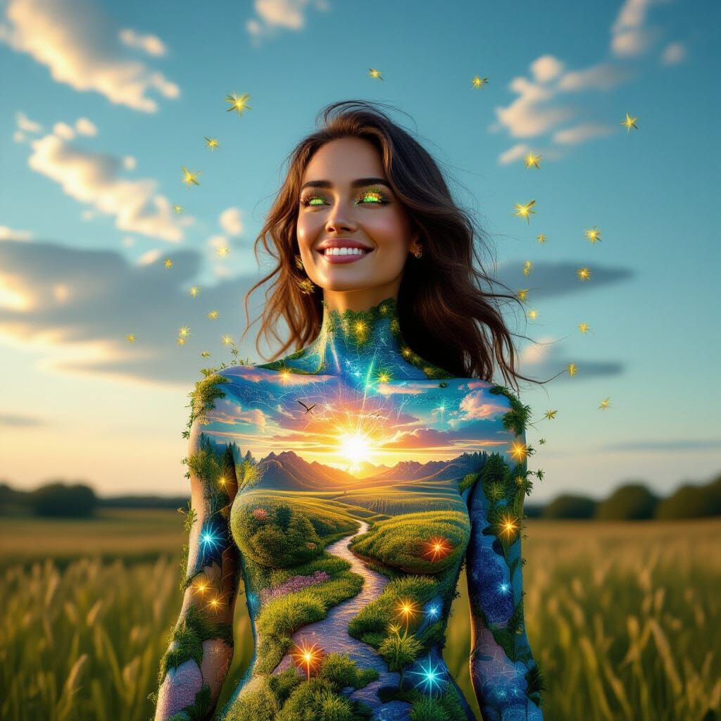 Bio-Art Collage: Woman as Interconnected Ecosystem