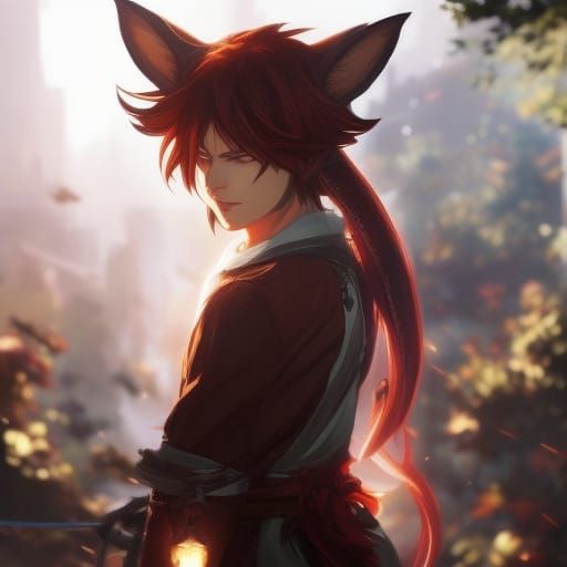 Smirking Kitsune Rogue Portrait in Hyperdetailed Digital Art