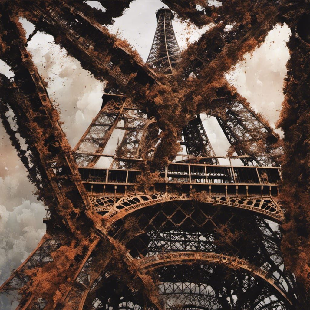 Decayed Eiffel Tower: A Hyperrealistic Masterpiece