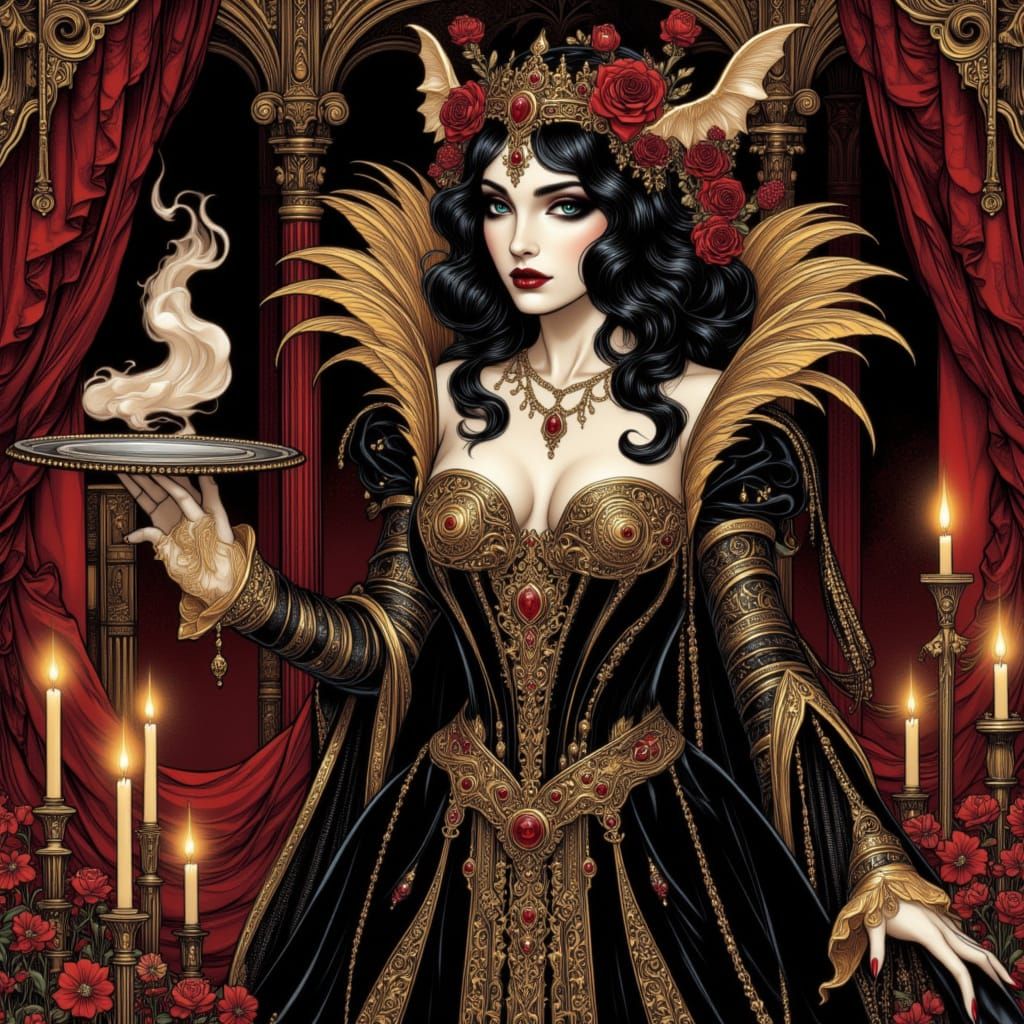 Salome Portrait in Aubrey Beardsley Style