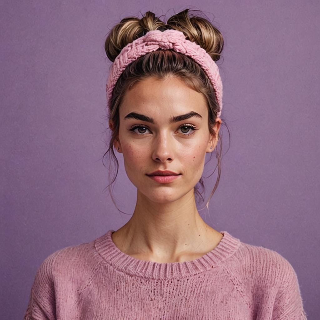 Vibrant Portrait of Young Woman with Purple Background