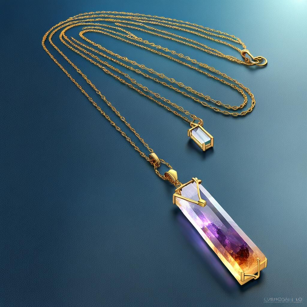 Quartz Crystal Lariat Necklace: Fantastical Matte Painting