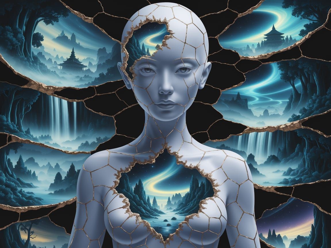 Ethereal Woman with Interdimensional Realm