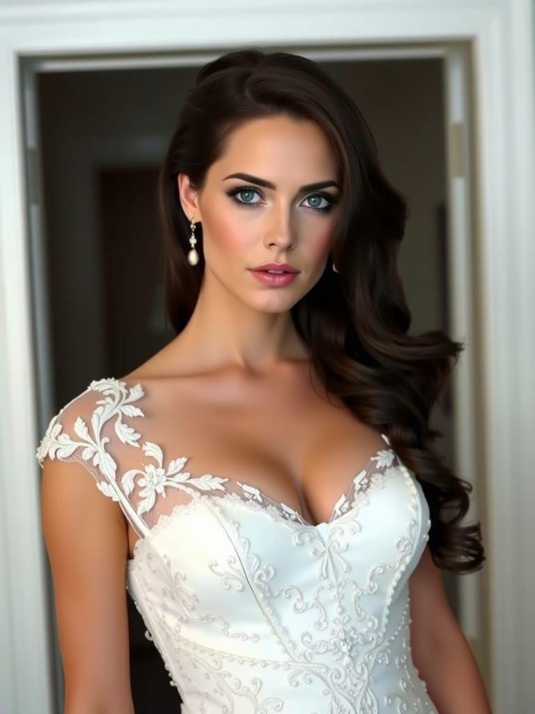 Ethereal Kate Beckinsale in Asymmetrical Wedding Gown with B...