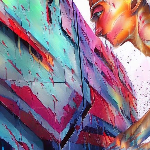 Dramatic Hyperrealistic Painting with Colorful Splash Art