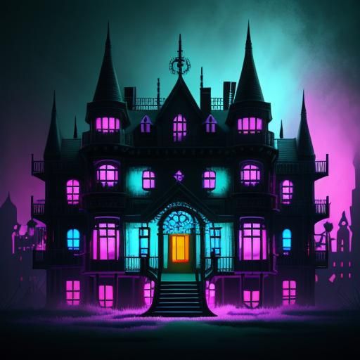 Creepy Candy Mansion in Whimsical Art Style