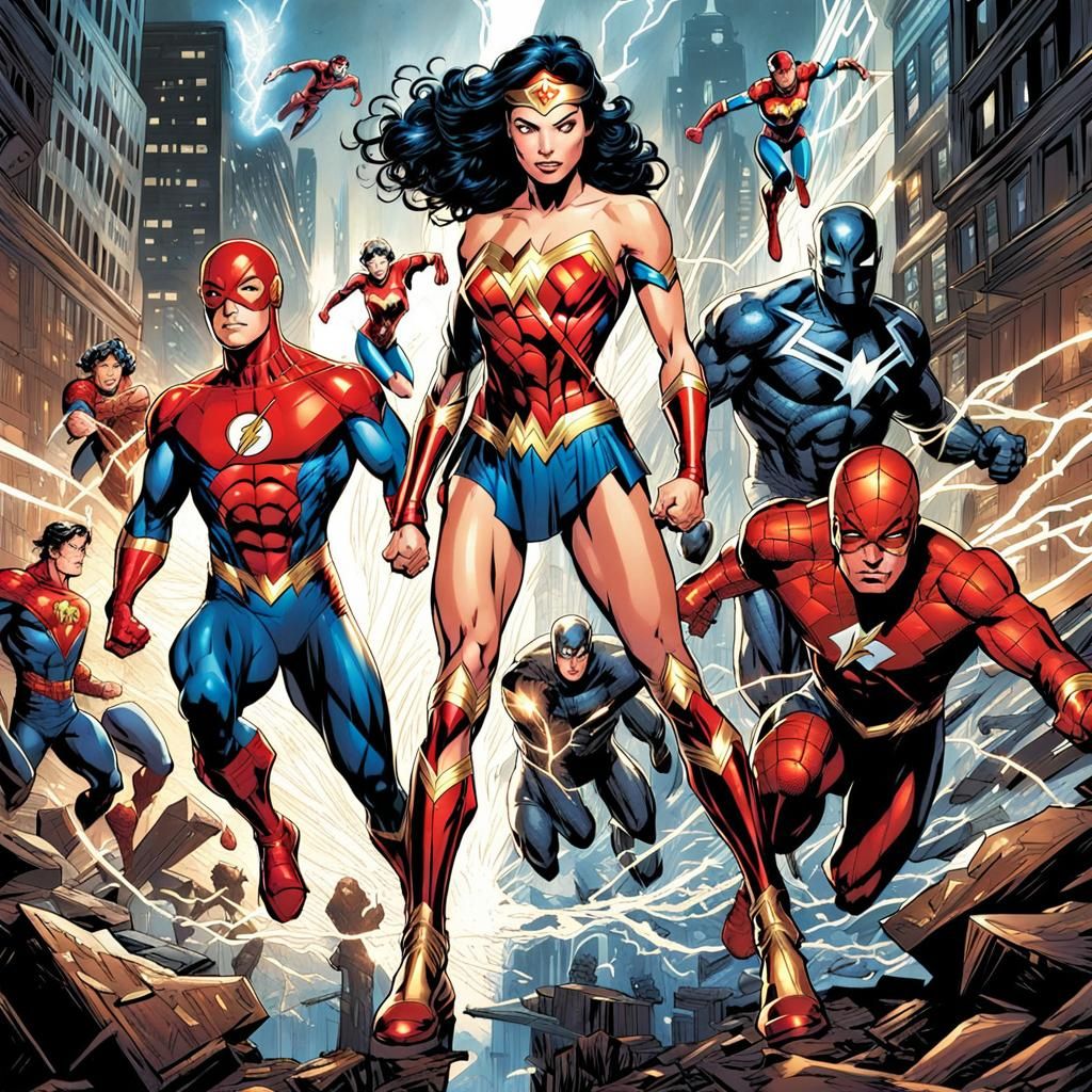 Superhero Team-Up: Flash, Wonder Woman, Spider-Man, X-Men