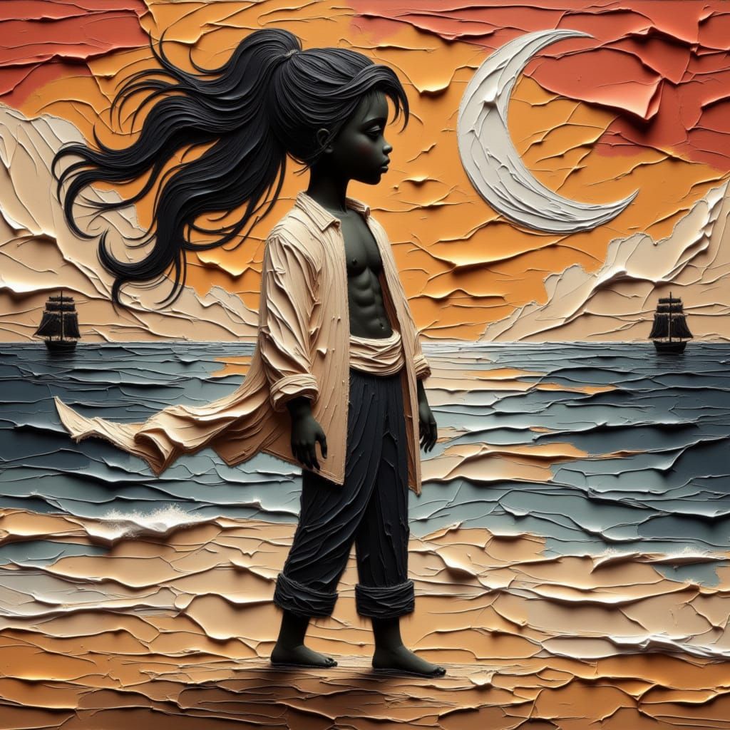 Cuban Moon Deity Moonfellow on Beach at Golden Hour